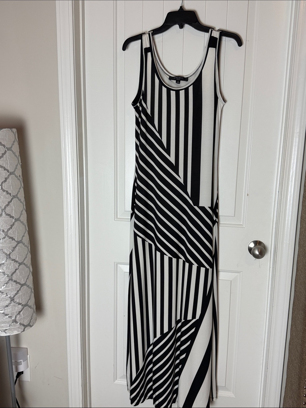 Nine West Black and White Striped Maxi Dress